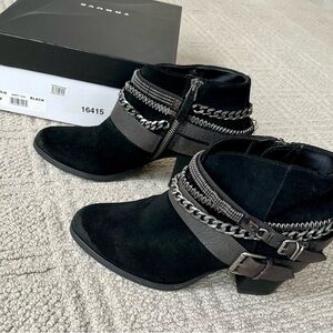 Black Trouvé Ankle Boots with Chain Detail
